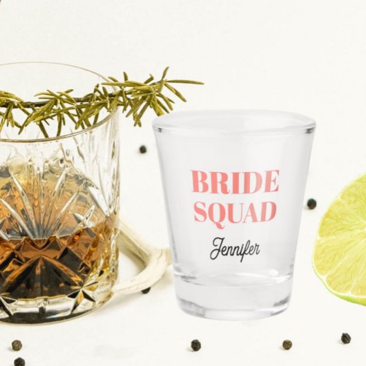 Coral Wedding Bride Squad Personalized Schnapsglas