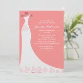 Coral Wedding Gown Brautparty Einladung (Stehend Vorderseite)