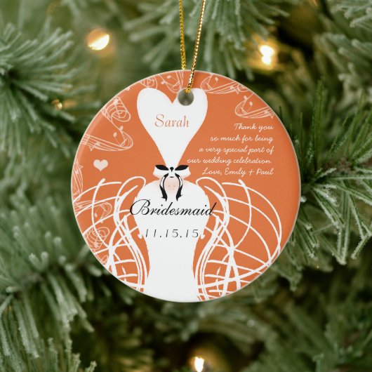 Coral Wedding Gown Bridesmaid Hochzeit Keramikornament (Baum)