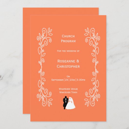 Coral Wedding Program Briom Groom Design Programm (Vorne/Hinten)