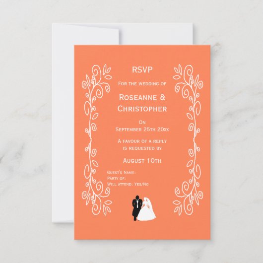 Coral Wedding RSVP Card Bräunungsdesign Karte (Vorderseite)