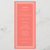 Coral Wedding Service Zeremonie Minimalistisch Sim Programm (Rückseite)