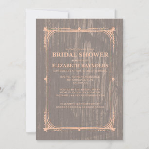 Coral Western Barn Wood Bridal Einladungen