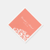Coral White Blüh Swirl Personalisiert Wedding Serviette (Ecke)