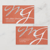 Coral White Gray Monogram Modern Business Card Visitenkarte (Vorne/Hinten)