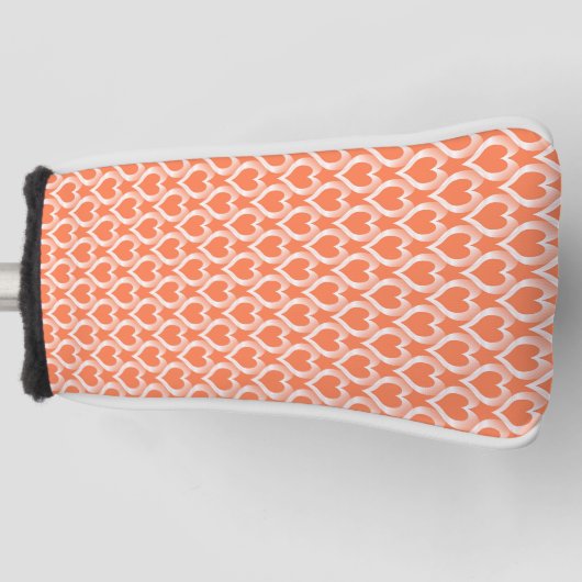 Coral White Hearts Pattern Golf Headcover (Vorderseite)