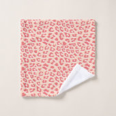 Coral White Leopard Print Badhandtuch Set (Waschlappen)