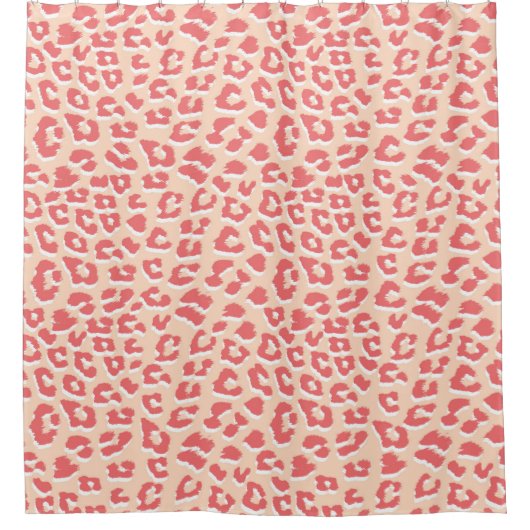 Coral White Leopard Print Duschvorhang (Vorderseite)
