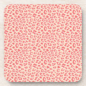 Coral White Leopard Print Getränkeuntersetzer (Vorderseite)