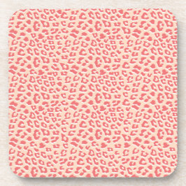 Coral White Leopard Print Getränkeuntersetzer