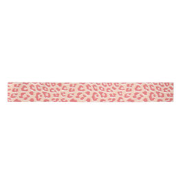 Coral White Leopard Print Satinband