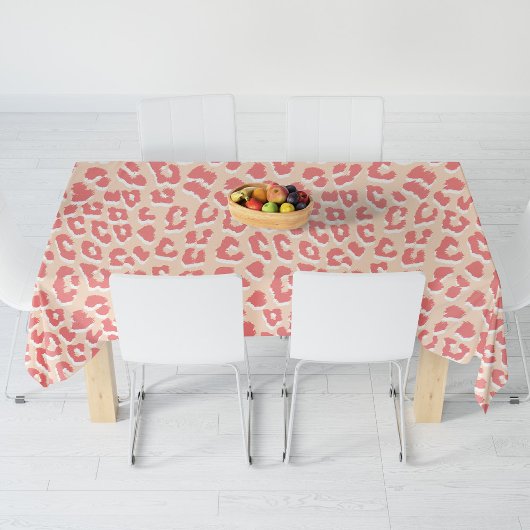 Coral White Leopard Print Tischdecke