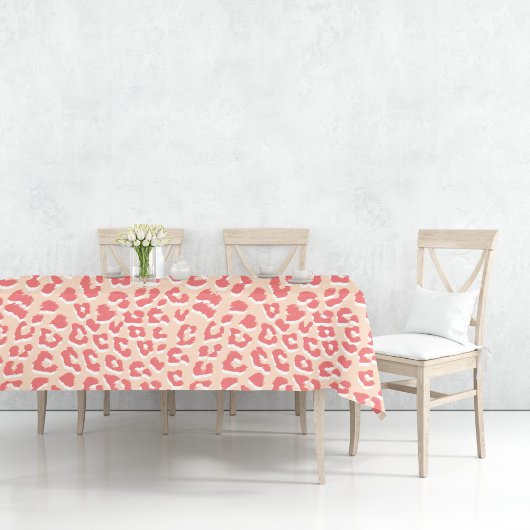Coral White Leopard Print Tischdecke