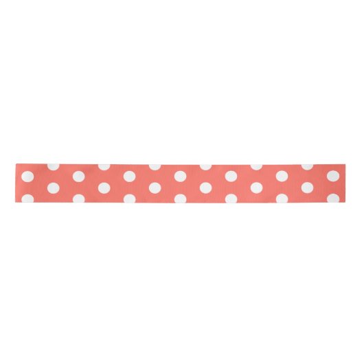 Coral White Polka Dots Satinband (Vorderseite)
