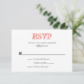 Coral White Schlicht Simple Wedding RSVP Cards (Stehend Vorderseite)