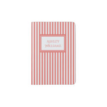 Coral & White Stripes Individuelle Name Passhülle