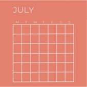 Coral White Undated July Calendar Organisation Aufkleber (Vorderseite)