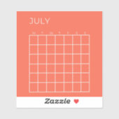 Coral White Undated July Calendar Organisation Aufkleber (Blatt)