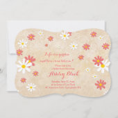 Coral White Yellow Daisy Bridal Dusche Einladung (Vorderseite)