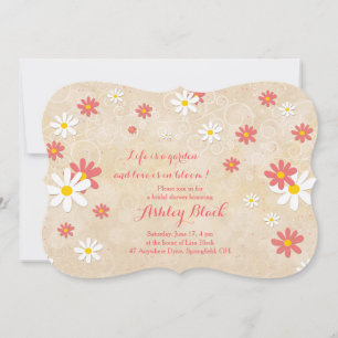 Coral White Yellow Daisy Bridal Dusche Einladung