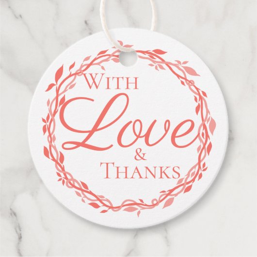 Coral Woodsy Wedding Moderne rustikale doppelseiti Geschenkanhänger (Vorderseite)