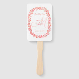 Coral Woodsy Wedding Monogram Best Day Fächer