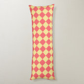 Coral Yellow Schachbrett Diamond Pattern Seitenschläferkissen (Rückseite (Vertikal))