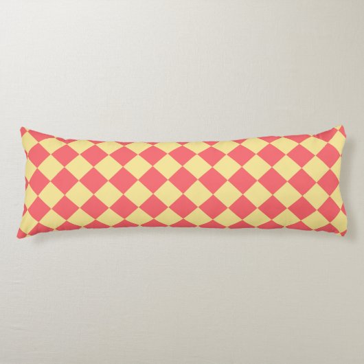 Coral Yellow Schachbrett Diamond Pattern Seitenschläferkissen (Vorderseite)