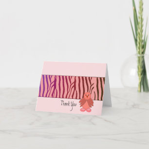 Coral Zebra Print mit Little Bird Dankeskarte