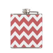 Coral Zickzack Aqua Monogram, Personalisiert Flachmann (Rückseite)