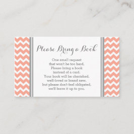 Coral Zickzack Baby Shower Book Request Card Begleitkarte