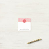 Coral Zickzack Custom Monogram3 Post-it Klebezettel (Auf Schreibtisch)