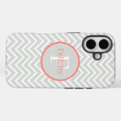 Coral Zickzack Monogram Case-Mate iPhone Hülle (Rückseite (Horizontal))