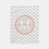Coral Zickzack Monogram Fleecedecke (Vorderseite)