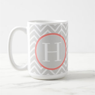 Coral Zickzack Monogram Kaffeetasse