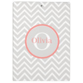 Coral Zickzack Monogram Klemmbrett (Rückseite)