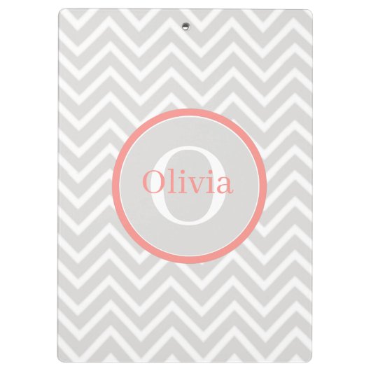 Coral Zickzack Monogram Klemmbrett (Rückseite)