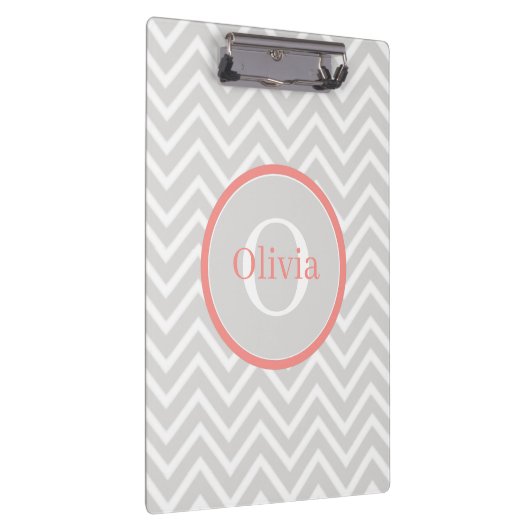 Coral Zickzack Monogram Klemmbrett (Rechts)