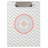 Coral Zickzack Monogram Klemmbrett (Vorderseite)