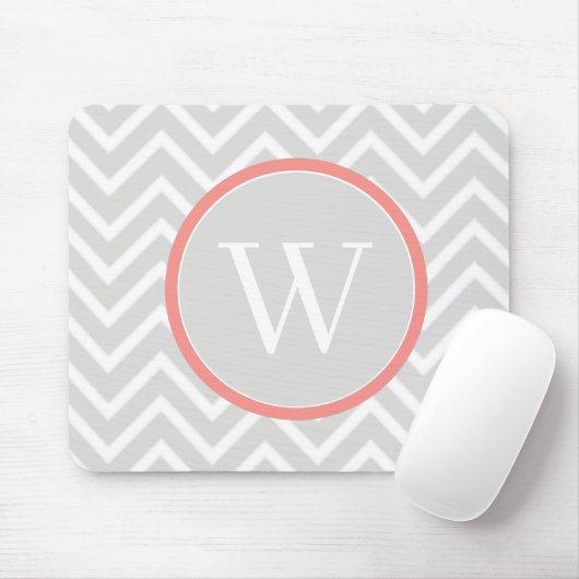 Coral Zickzack Monogram Mouse Pad Mousepad (Mit Mouse)