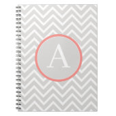 Coral Zickzack Monogram Notebook Notizblock (Vorderseite)