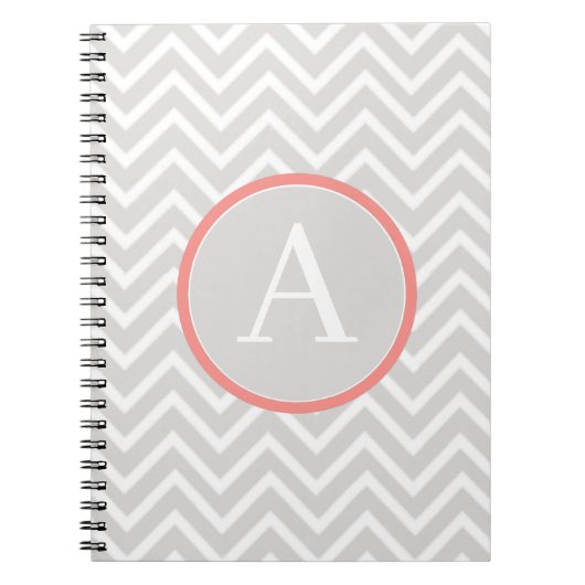 Coral Zickzack Monogram Notebook Notizblock (Vorderseite)