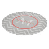 Coral Zickzack Monogram Schneidebrett (Ecke)