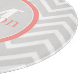 Coral Zickzack Monogram Schneidebrett (Ecke)