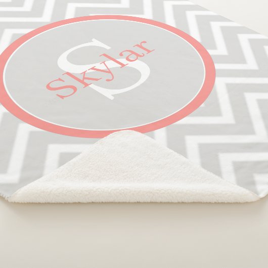 Coral Zickzack Monogram Sherpadecke (3/4)