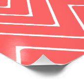 Coral Zickzack Pattern | Minze grüne Monogramm Poster (Ecke)