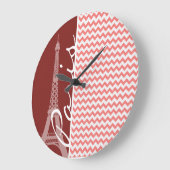 Coral Zickzack Pattern; Paris Große Wanduhr (Winkel)