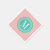 Coral Zickzack Zigzag Personalisiert Monogram Serviette (Ecke)