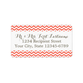 Coral Zigzag Adressaufkleber