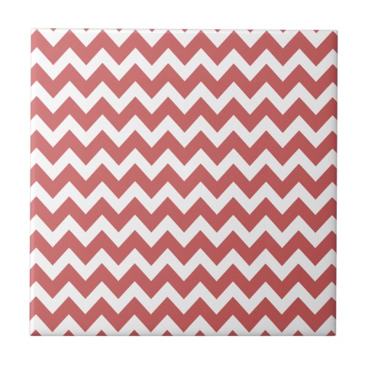 Coral Zigzag Zickzack Streifen Fliese (Vorderseite)